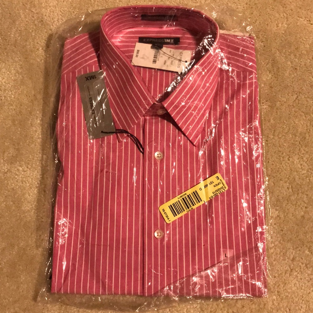 NWT Express 1MX pink and white striped shirt